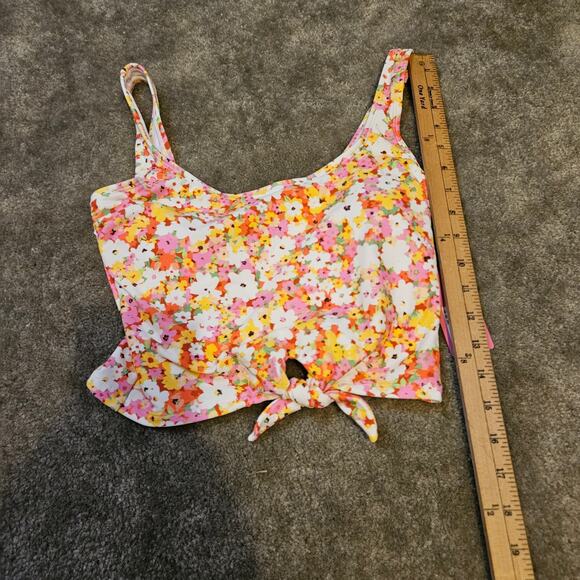 Ninety - Nine Size Extra Small XS Cropped Swim Top Tie Floral Pink Chic Cute NWT - Picture 9 of 9